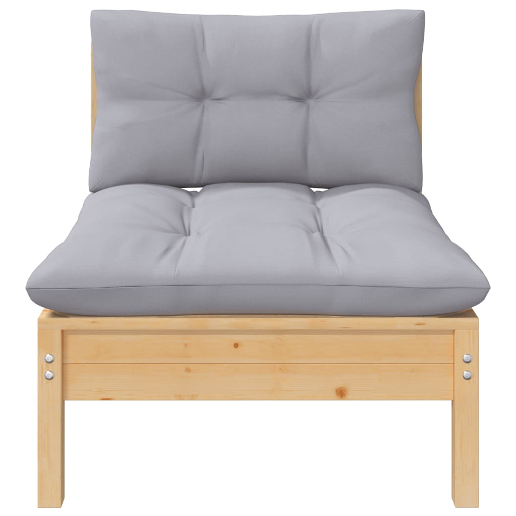 3-delige Loungeset met grijze kussens massief grenenhout is nu te koop bij PeponiXL, paradijselijk wonen!