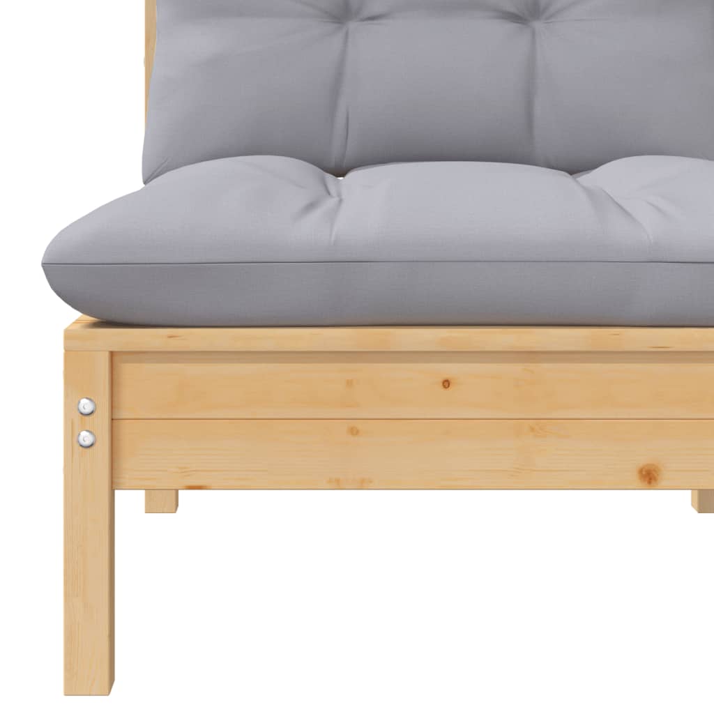 3-delige Loungeset met grijze kussens massief grenenhout is nu te koop bij PeponiXL, paradijselijk wonen!