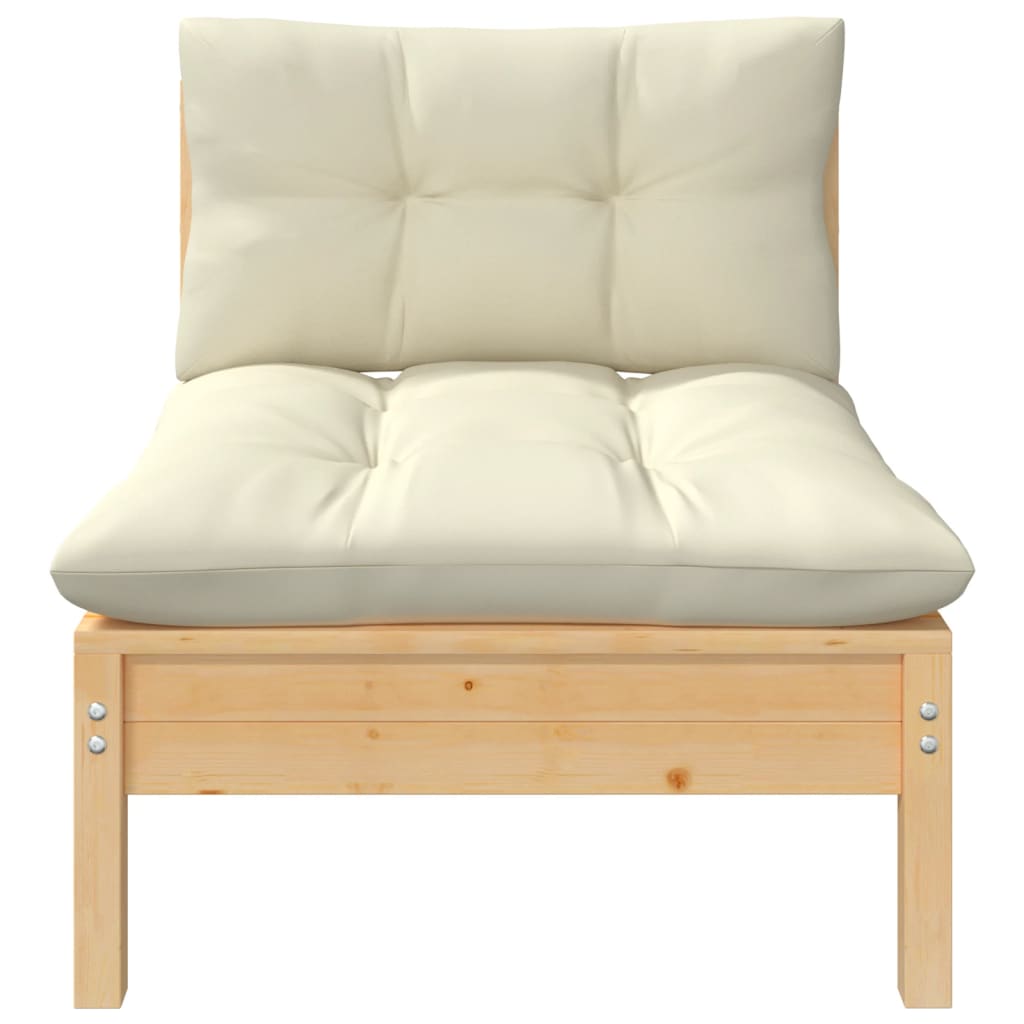 3-delige Loungeset met crèmekleurige kussens massief grenenhout is nu te koop bij PeponiXL, paradijselijk wonen!