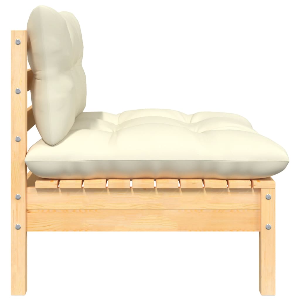 3-delige Loungeset met crèmekleurige kussens massief grenenhout is nu te koop bij PeponiXL, paradijselijk wonen!