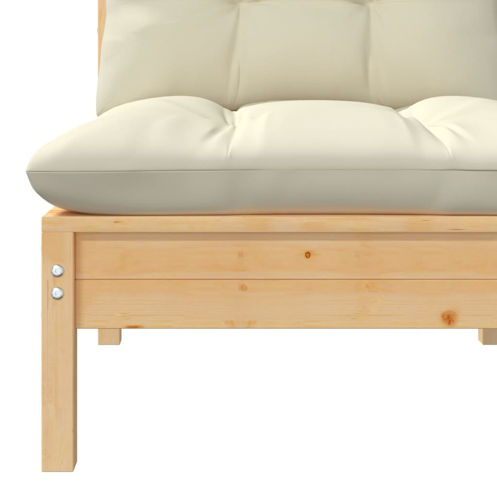 3-delige Loungeset met crèmekleurige kussens massief grenenhout is nu te koop bij PeponiXL, paradijselijk wonen!