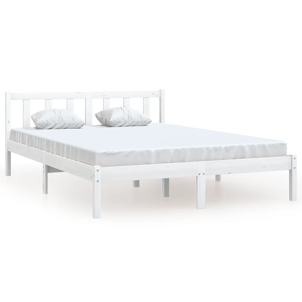Bedframe massief grenenhout wit 135x190 cm 4FT6 Double is nu te koop bij PeponiXL, paradijselijk wonen!