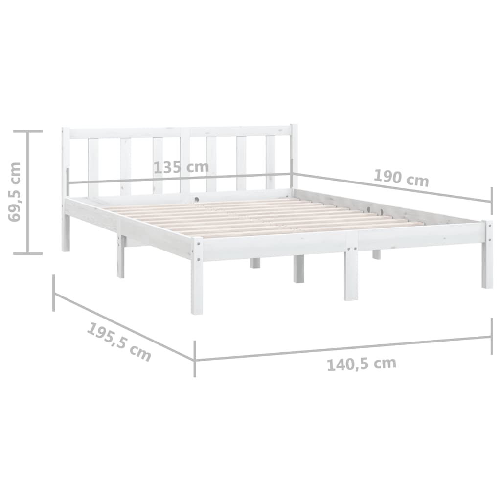 Bedframe massief grenenhout wit 135x190 cm 4FT6 Double is nu te koop bij PeponiXL, paradijselijk wonen!