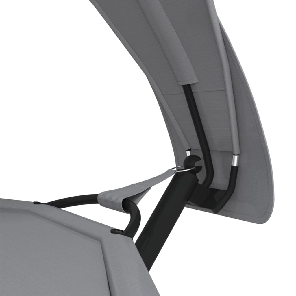 Loungebed met luifel staal en oxford stof grijs is nu te koop bij PeponiXL, paradijselijk wonen!