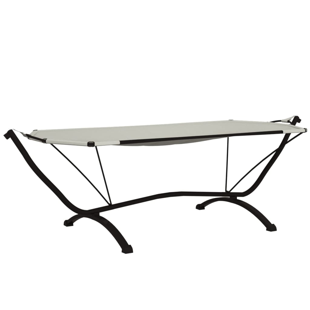 Loungebed met luifel staal en oxford stof crèmekleurig is nu te koop bij PeponiXL, paradijselijk wonen!