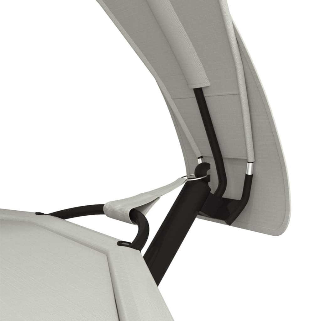 Loungebed met luifel staal en oxford stof crèmekleurig is nu te koop bij PeponiXL, paradijselijk wonen!