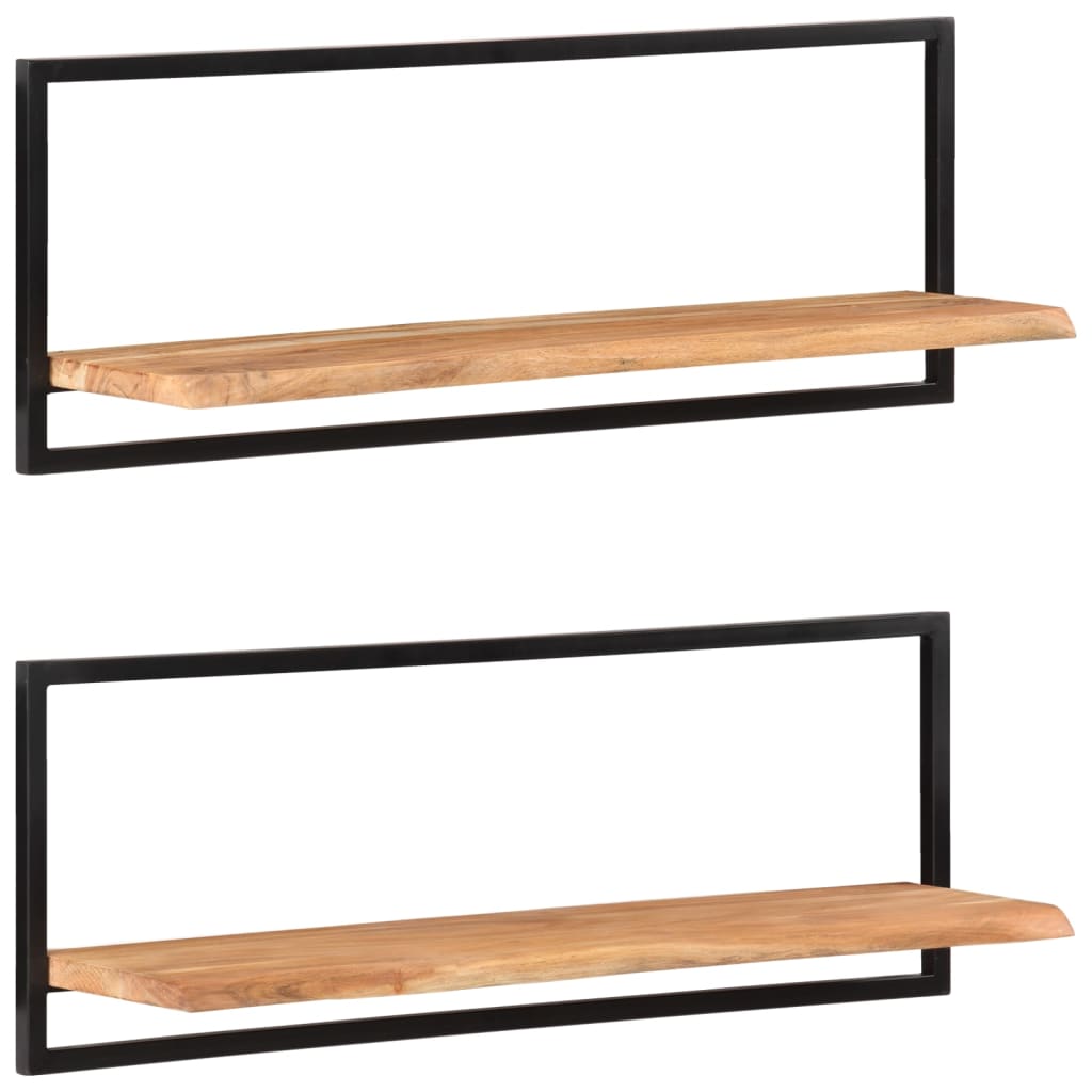 Wandschappen 2 st 100x24x35 cm massief acaciahout en staal is nu te koop bij PeponiXL, paradijselijk wonen!