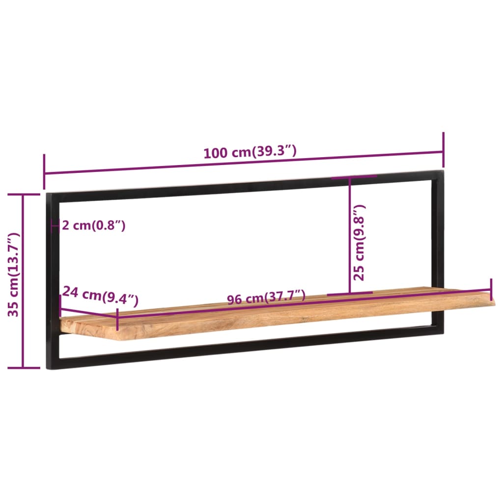Wandschappen 2 st 100x24x35 cm massief acaciahout en staal is nu te koop bij PeponiXL, paradijselijk wonen!