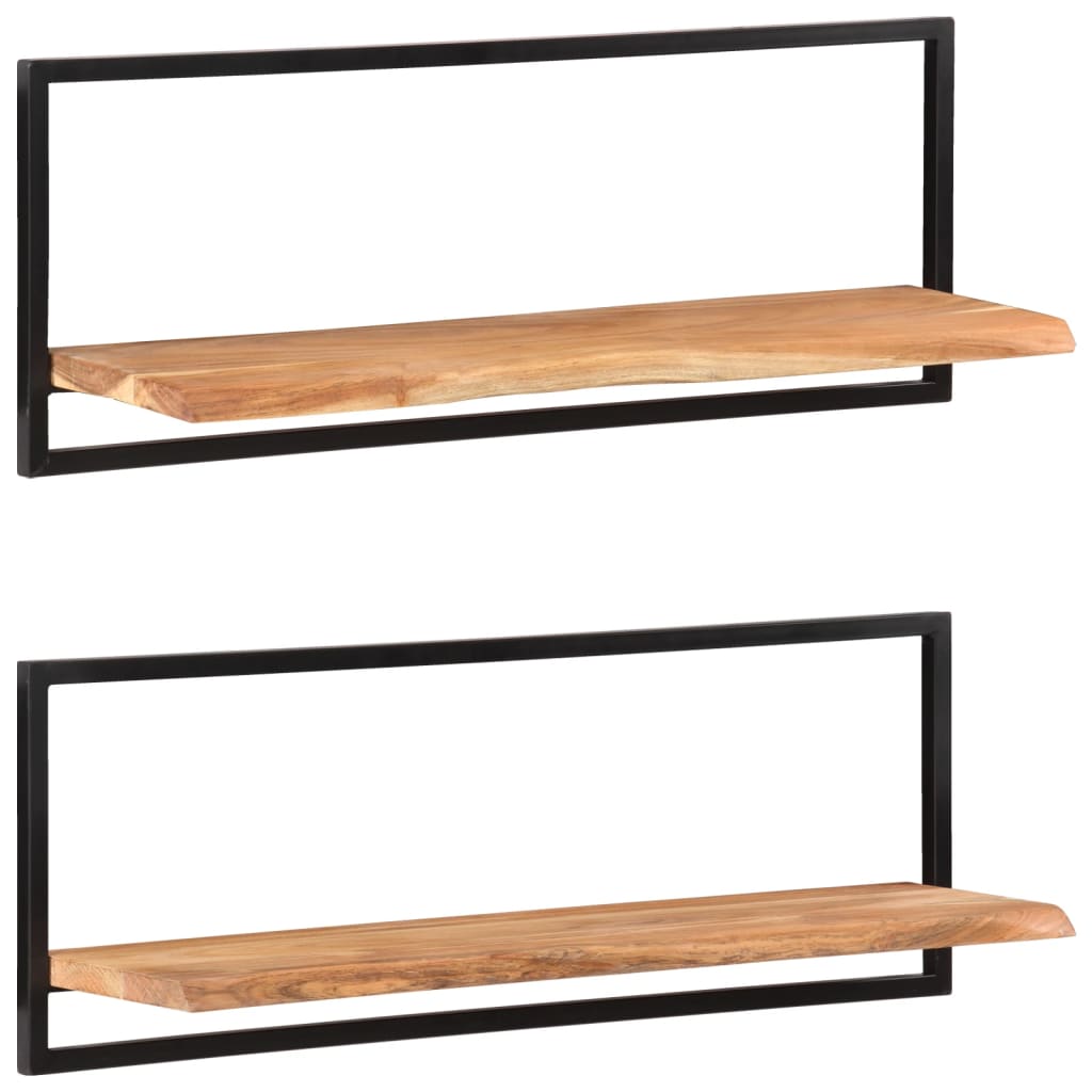 Wandschappen 2 st 100x24x35 cm massief acaciahout en staal is nu te koop bij PeponiXL, paradijselijk wonen!
