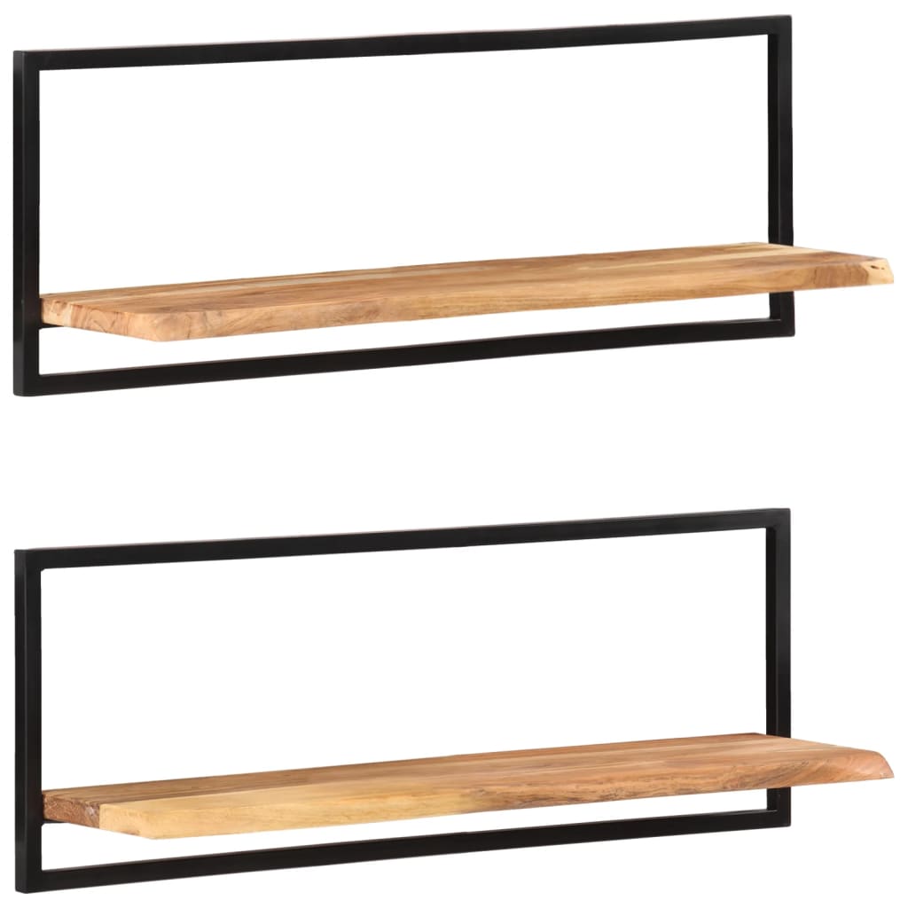 Wandschappen 2 st 100x24x35 cm massief acaciahout en staal is nu te koop bij PeponiXL, paradijselijk wonen!