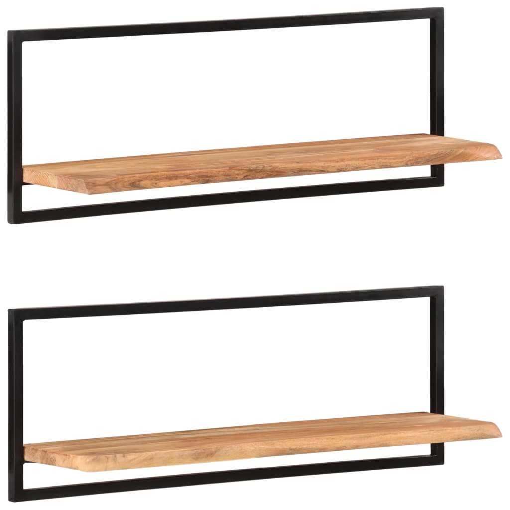 Wandschappen 2 st 100x24x35 cm massief acaciahout en staal is nu te koop bij PeponiXL, paradijselijk wonen!