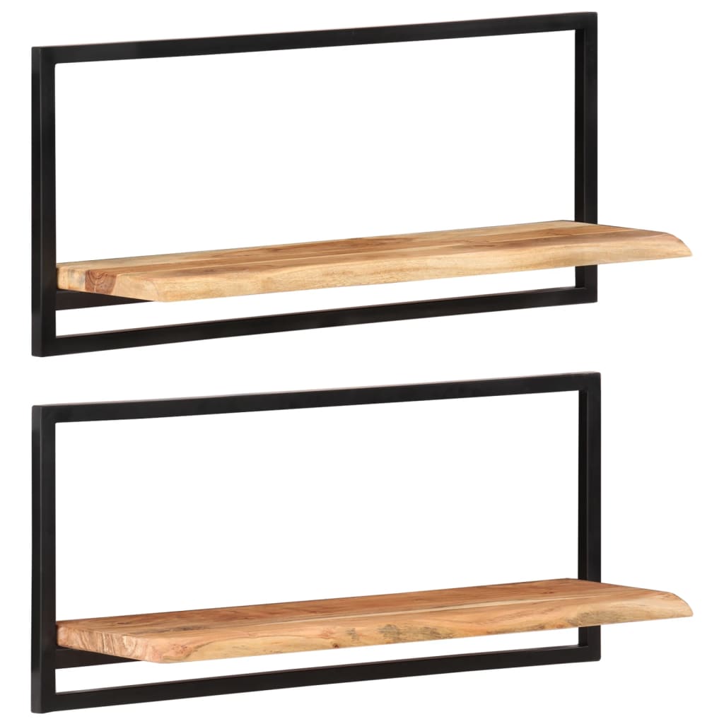Wandschappen 2 st 80x25x35 cm massief acaciahout en staal is nu te koop bij PeponiXL, paradijselijk wonen!