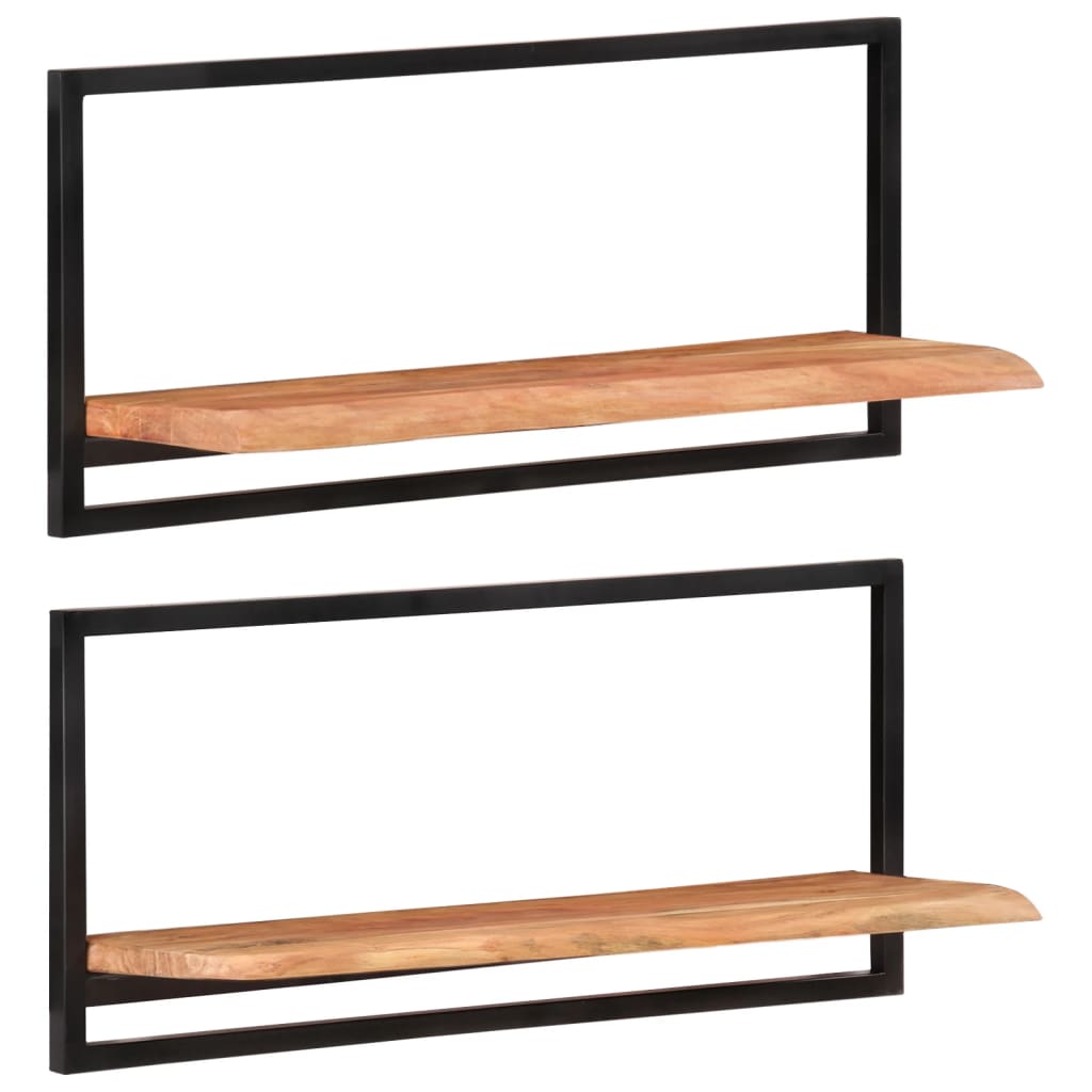Wandschappen 2 st 80x25x35 cm massief acaciahout en staal is nu te koop bij PeponiXL, paradijselijk wonen!