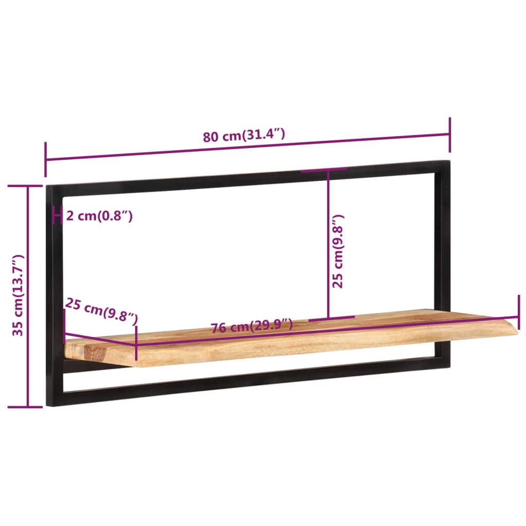 Wandschappen 2 st 80x25x35 cm massief acaciahout en staal is nu te koop bij PeponiXL, paradijselijk wonen!