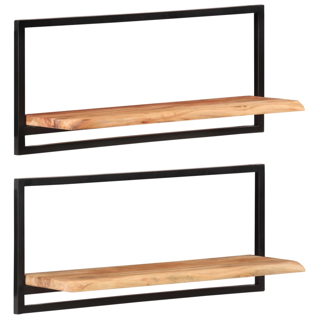 Wandschappen 2 st 80x25x35 cm massief acaciahout en staal is nu te koop bij PeponiXL, paradijselijk wonen!