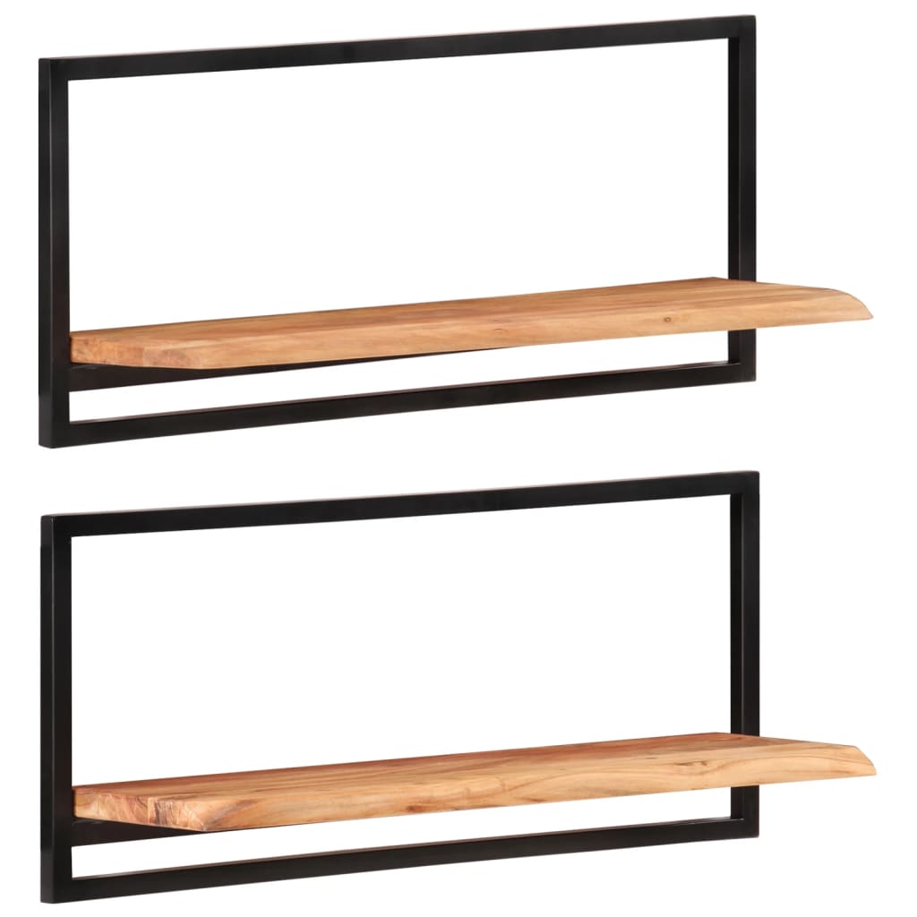 Wandschappen 2 st 80x25x35 cm massief acaciahout en staal is nu te koop bij PeponiXL, paradijselijk wonen!