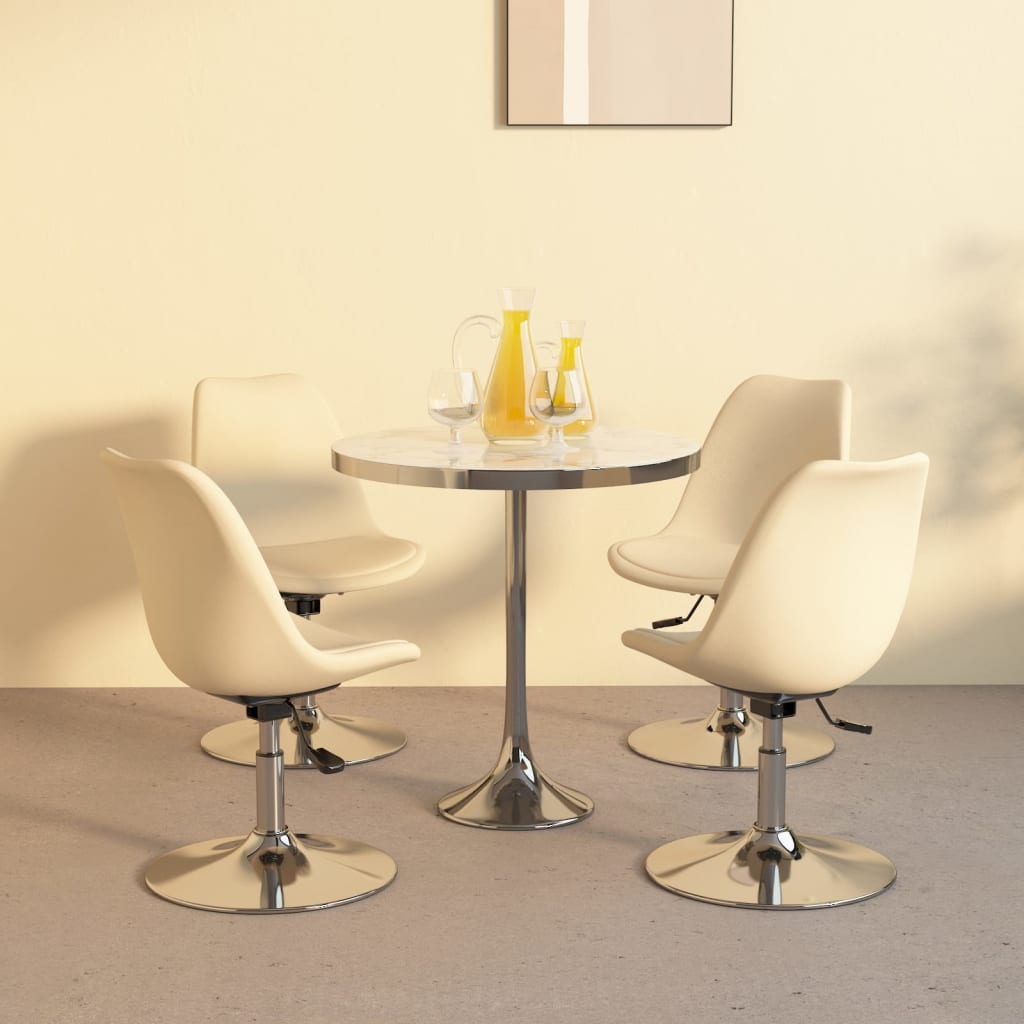 Eetkamerstoelen 4 st draaibaar stof crèmekleurig is nu te koop bij PeponiXL, paradijselijk wonen!