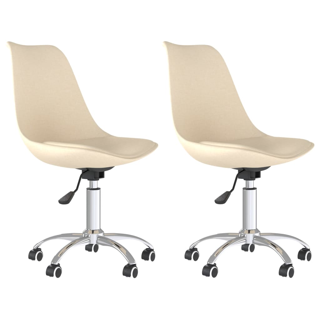 Eetkamerstoelen 2 st draaibaar stof crèmekleurig is nu te koop bij PeponiXL, paradijselijk wonen!