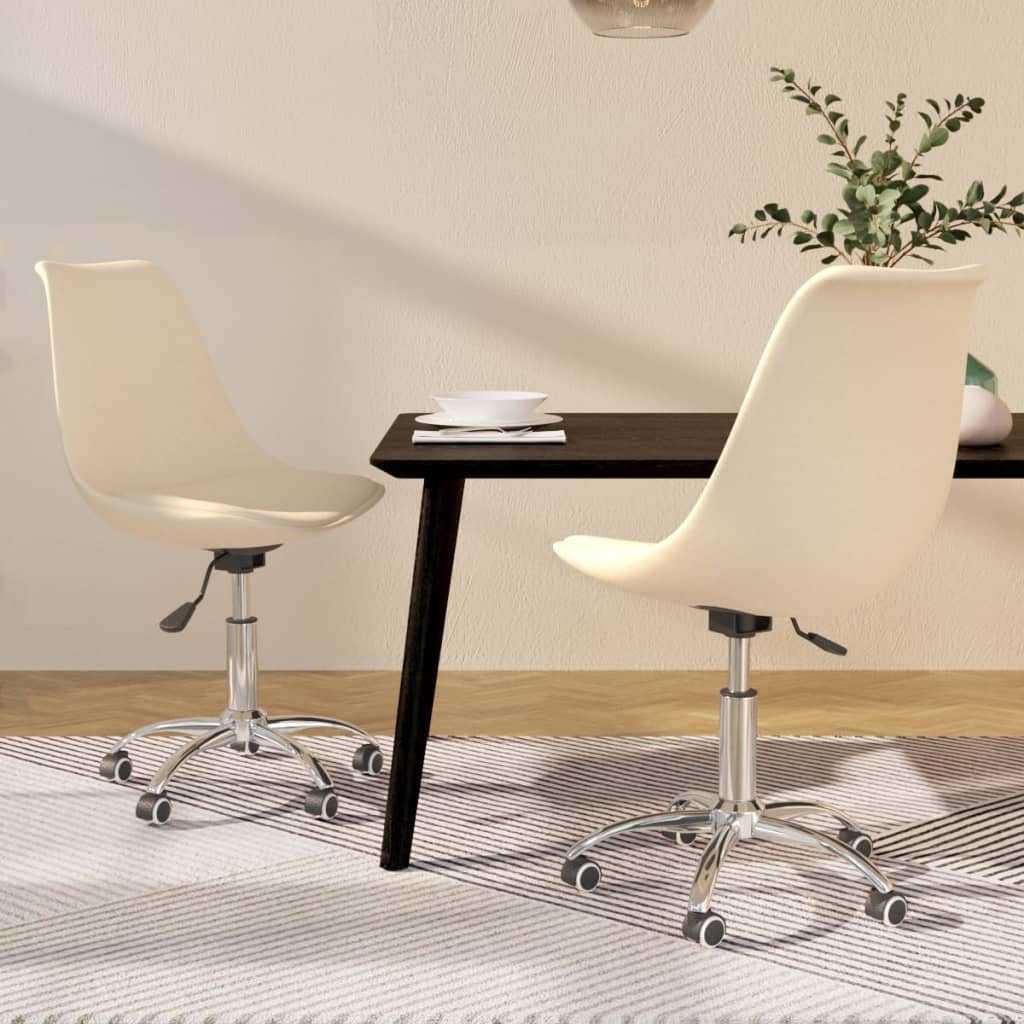 Eetkamerstoelen 2 st draaibaar stof crèmekleurig is nu te koop bij PeponiXL, paradijselijk wonen!