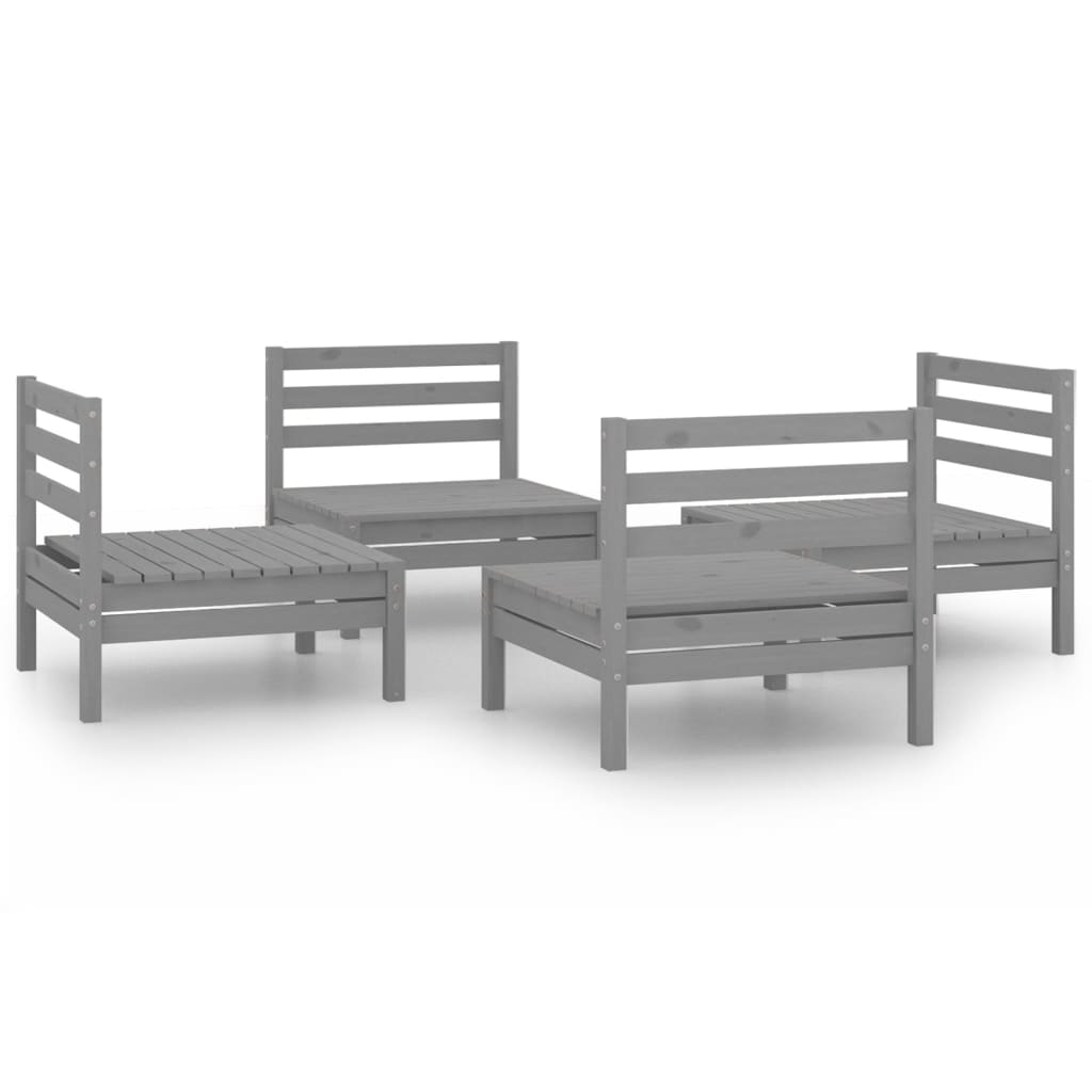 4-delige Loungeset massief grenenhout grijs is nu te koop bij PeponiXL, paradijselijk wonen!