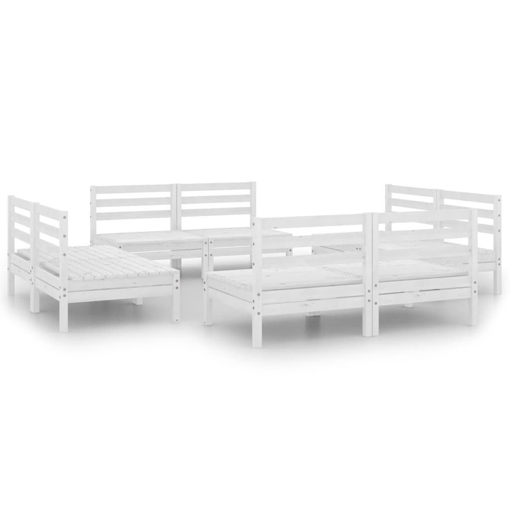 8-delige Loungeset massief grenenhout wit is nu te koop bij PeponiXL, paradijselijk wonen!