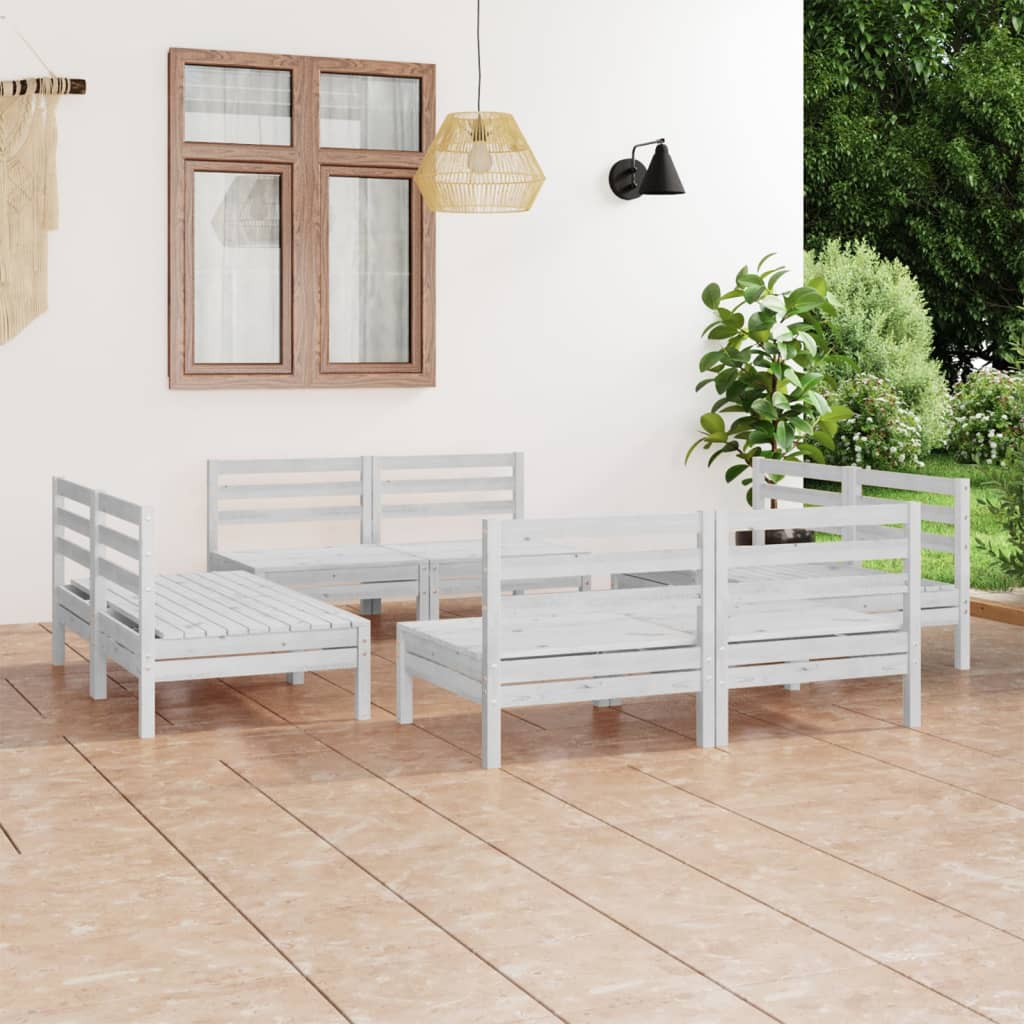 8-delige Loungeset massief grenenhout wit is nu te koop bij PeponiXL, paradijselijk wonen!