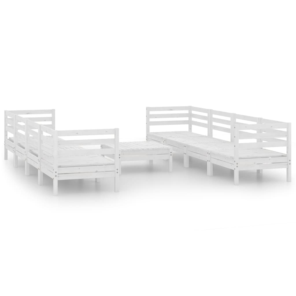 9-delige Loungeset massief grenenhout wit is nu te koop bij PeponiXL, paradijselijk wonen!