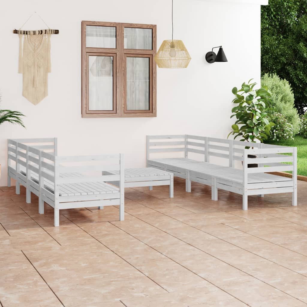 9-delige Loungeset massief grenenhout wit is nu te koop bij PeponiXL, paradijselijk wonen!