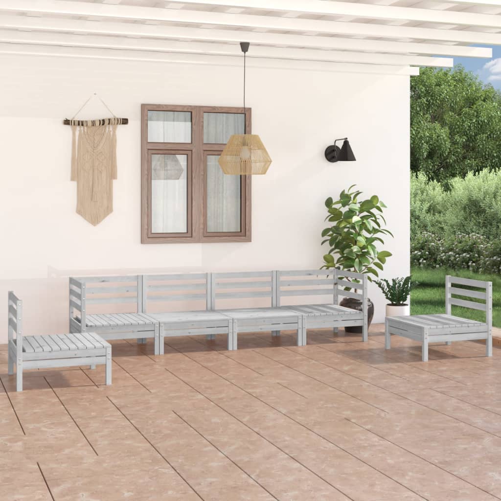 6-delige Loungeset massief grenenhout wit is nu te koop bij PeponiXL, paradijselijk wonen!