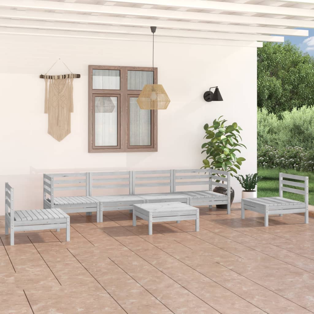 7-delige Loungeset massief grenenhout wit is nu te koop bij PeponiXL, paradijselijk wonen!