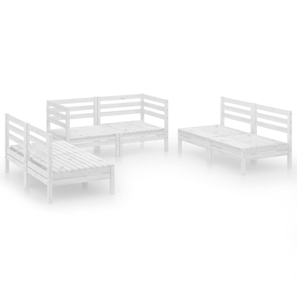 6-delige Loungeset massief grenenhout wit is nu te koop bij PeponiXL, paradijselijk wonen!