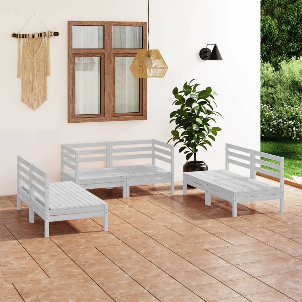 6-delige Loungeset massief grenenhout wit is nu te koop bij PeponiXL, paradijselijk wonen!