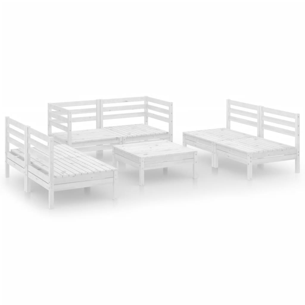 7-delige Loungeset massief grenenhout wit is nu te koop bij PeponiXL, paradijselijk wonen!