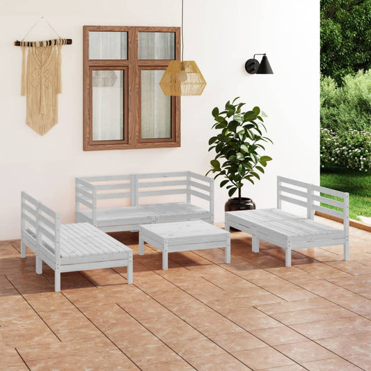 7-delige Loungeset massief grenenhout wit is nu te koop bij PeponiXL, paradijselijk wonen!