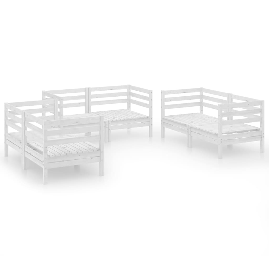 6-delige Loungeset massief grenenhout wit is nu te koop bij PeponiXL, paradijselijk wonen!