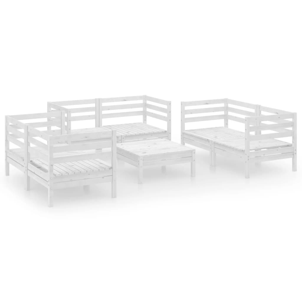 7-delige Loungeset massief grenenhout wit is nu te koop bij PeponiXL, paradijselijk wonen!