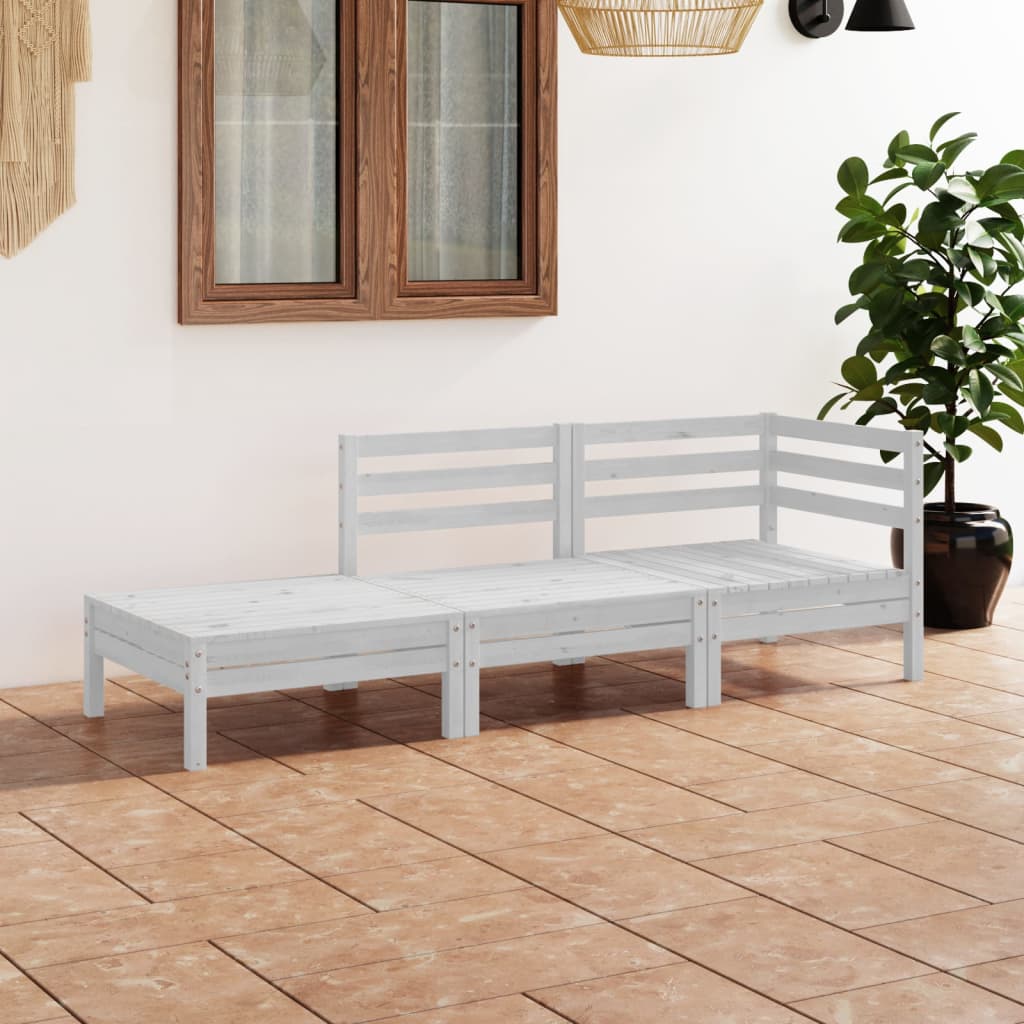 3-delige Loungeset massief grenenhout wit is nu te koop bij PeponiXL, paradijselijk wonen!