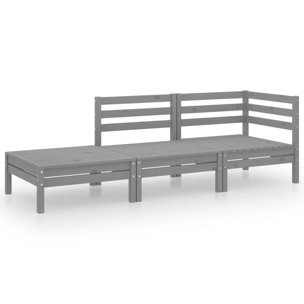 3-delige Loungeset massief grenenhout grijs is nu te koop bij PeponiXL, paradijselijk wonen!