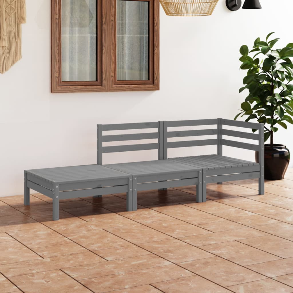3-delige Loungeset massief grenenhout grijs is nu te koop bij PeponiXL, paradijselijk wonen!