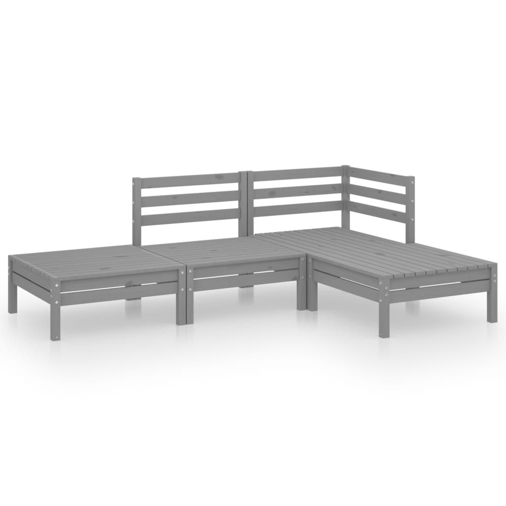 4-delige Loungeset massief grenenhout grijs is nu te koop bij PeponiXL, paradijselijk wonen!