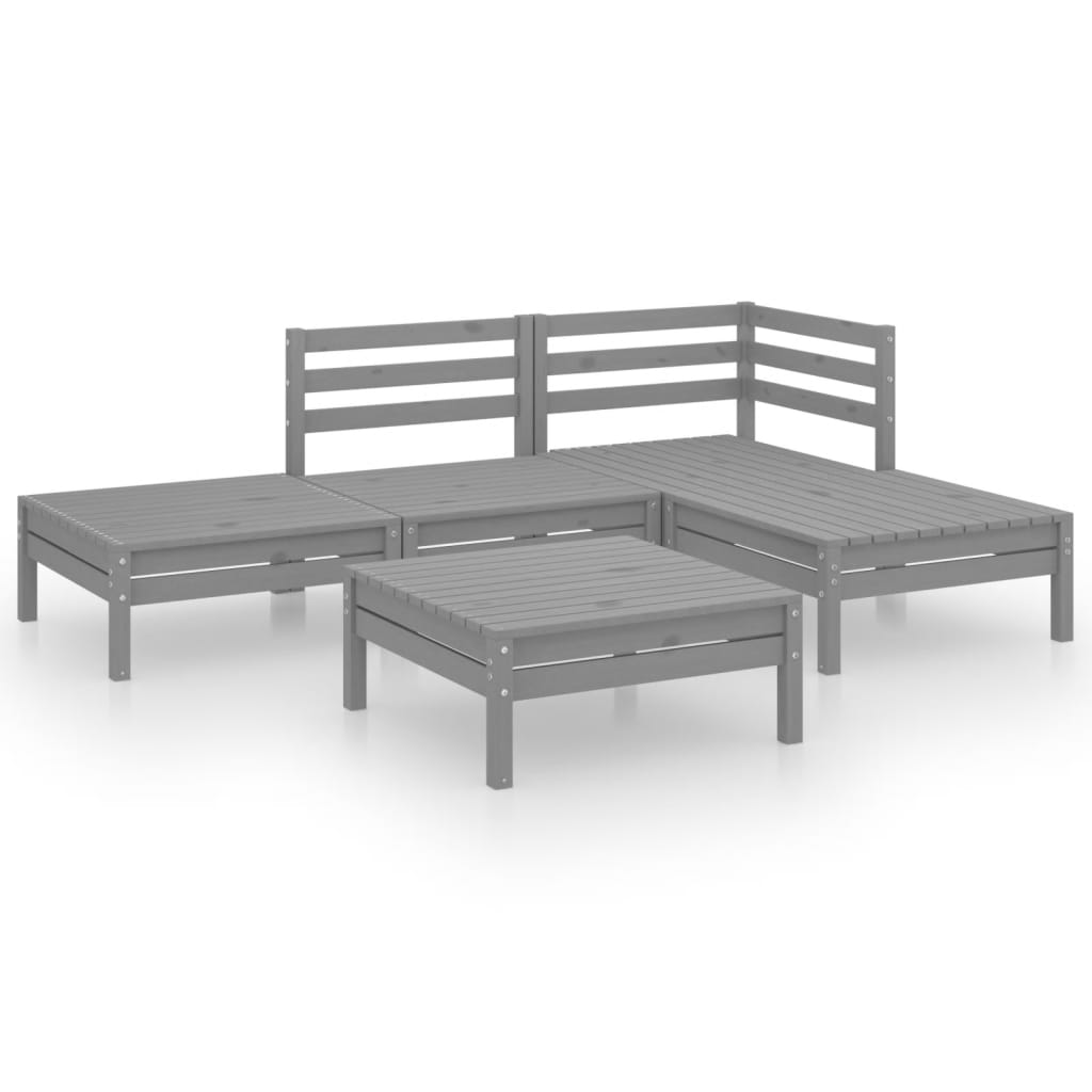 5-delige Loungeset massief grenenhout grijs is nu te koop bij PeponiXL, paradijselijk wonen!