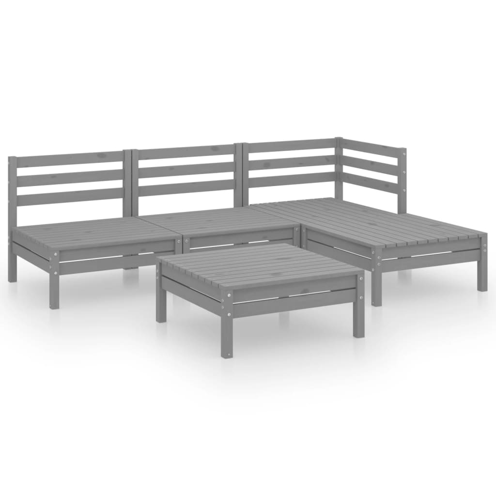 5-delige Loungeset massief grenenhout grijs is nu te koop bij PeponiXL, paradijselijk wonen!