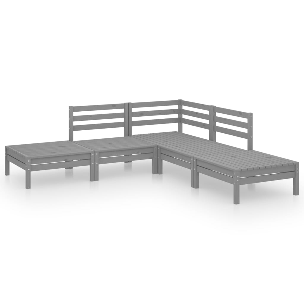 5-delige Loungeset massief grenenhout grijs is nu te koop bij PeponiXL, paradijselijk wonen!
