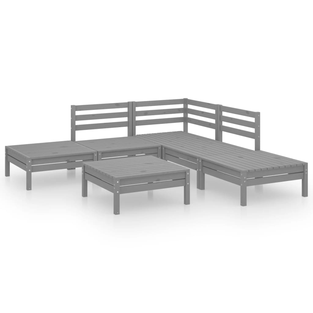 6-delige Loungeset massief grenenhout grijs is nu te koop bij PeponiXL, paradijselijk wonen!