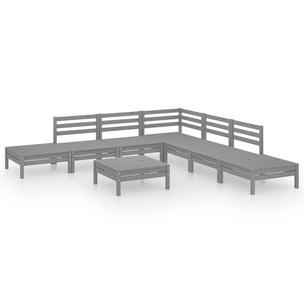 8-delige Loungeset massief grenenhout grijs is nu te koop bij PeponiXL, paradijselijk wonen!