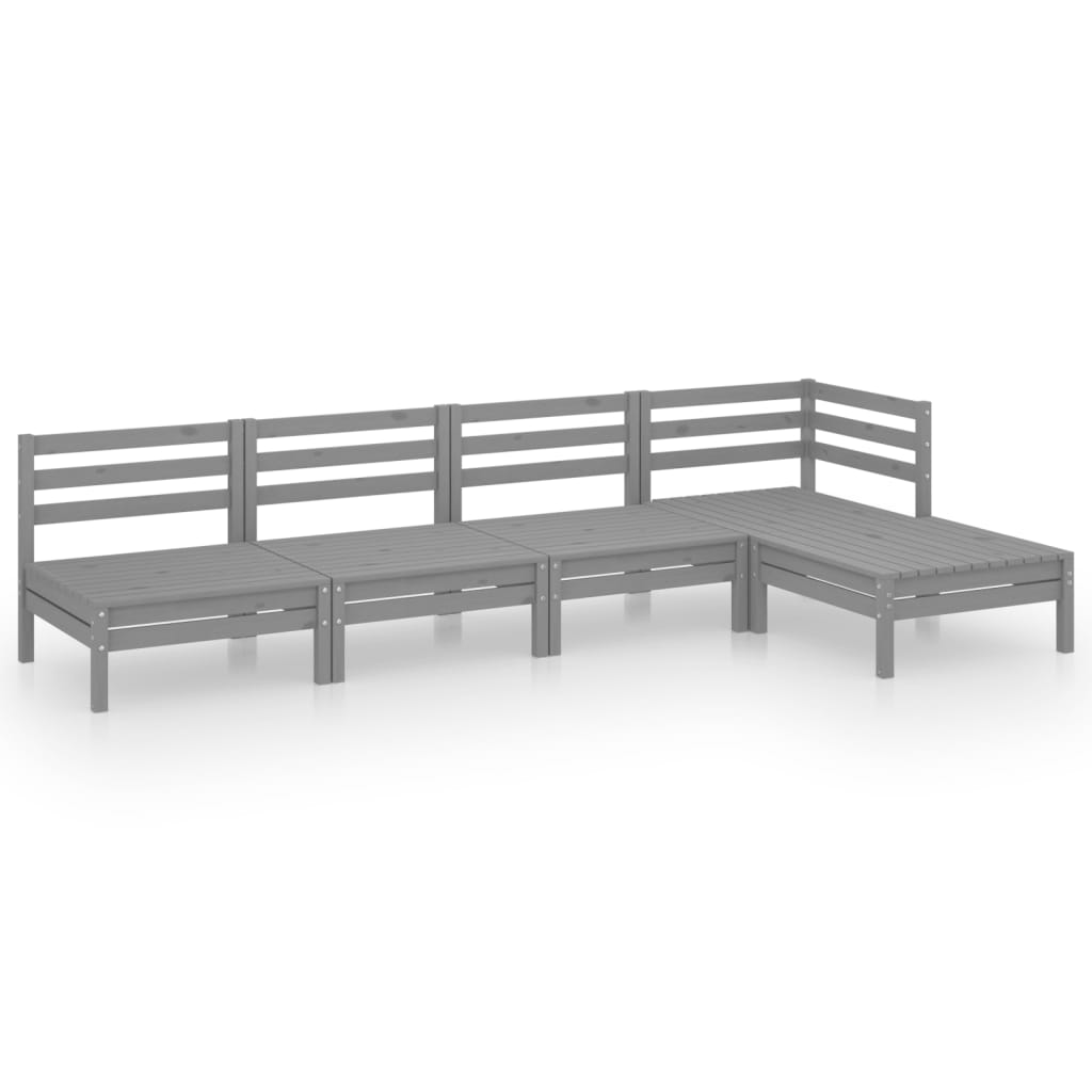 5-delige Loungeset massief grenenhout grijs is nu te koop bij PeponiXL, paradijselijk wonen!