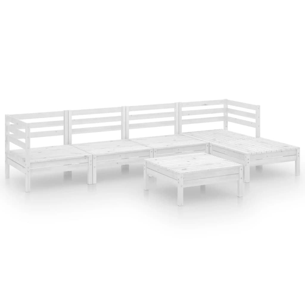 6-delige Loungeset massief grenenhout wit is nu te koop bij PeponiXL, paradijselijk wonen!