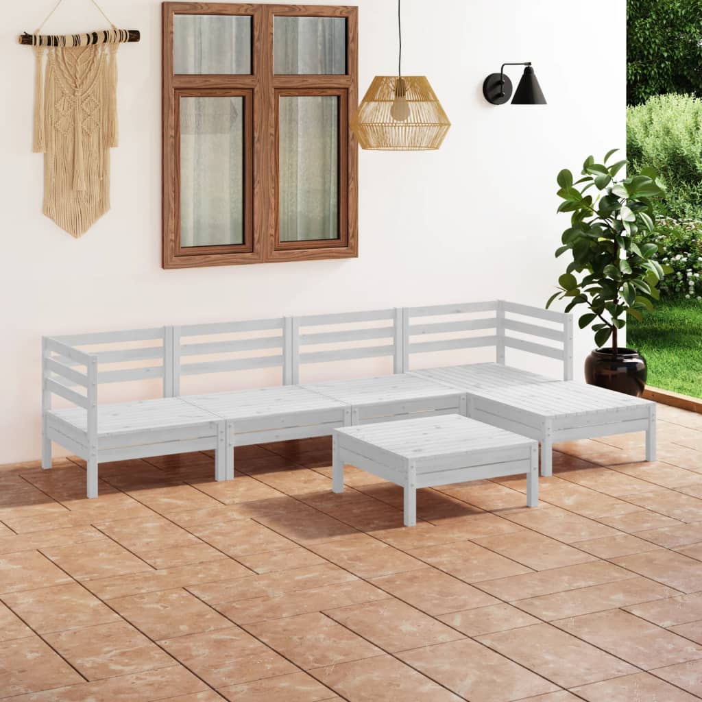 6-delige Loungeset massief grenenhout wit is nu te koop bij PeponiXL, paradijselijk wonen!