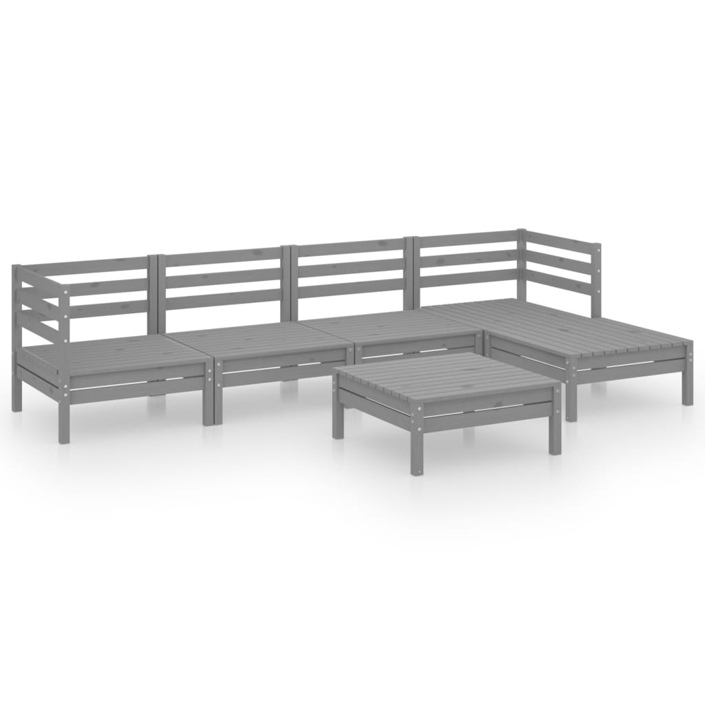 6-delige Loungeset massief grenenhout grijs is nu te koop bij PeponiXL, paradijselijk wonen!