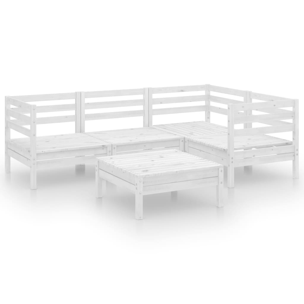 5-delige Loungeset massief grenenhout wit is nu te koop bij PeponiXL, paradijselijk wonen!